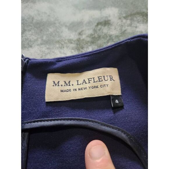 MM Lafleur Lydia Sheath Dress Twisted Straps Galaxy Navy Blue Sz 4 - Picture 3 of 5